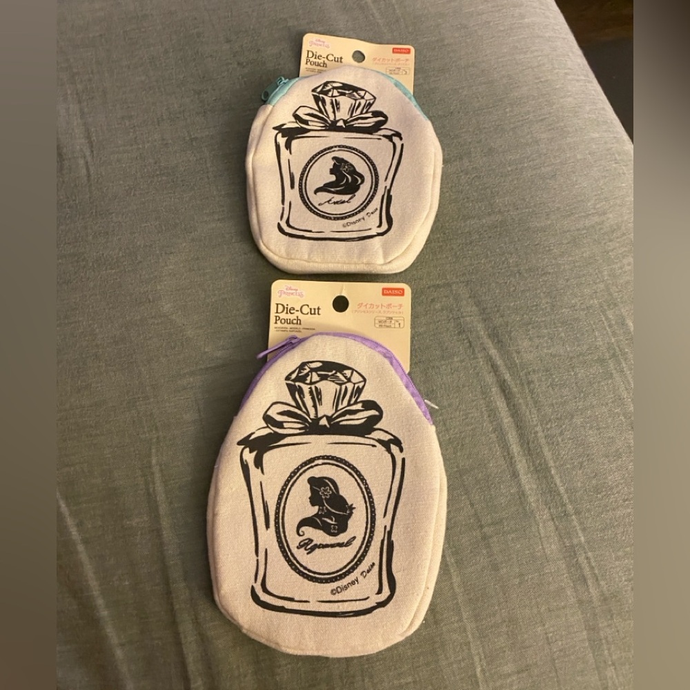 Disney Ariel and Rapunzel Fragrant Bottle Die-Cut Pouch – White with Black Print